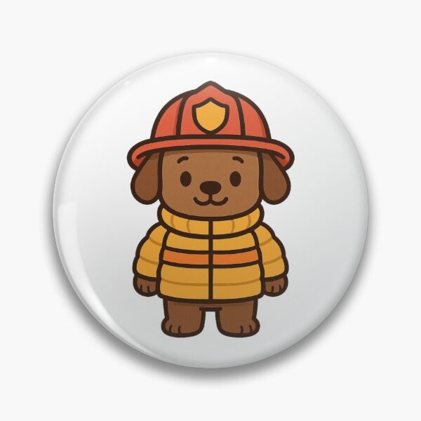 Item preview, Dog Firefighter in Puffy Jacket – Cute Winter Job Animal designed and sold by Confuzz1ed.