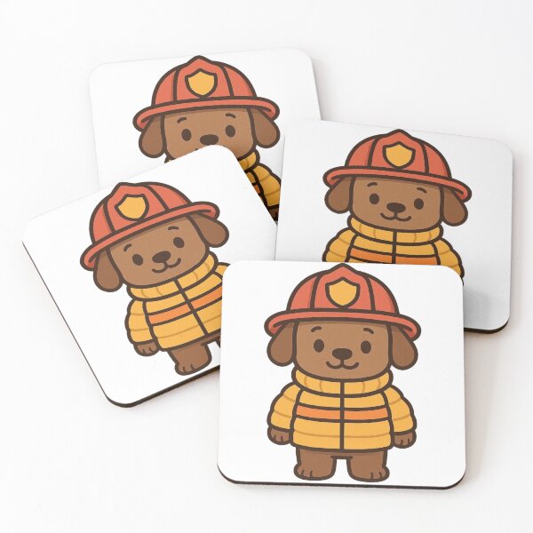 Item preview, Dog Firefighter in Puffy Jacket – Cute Winter Job Animal designed and sold by Confuzz1ed.