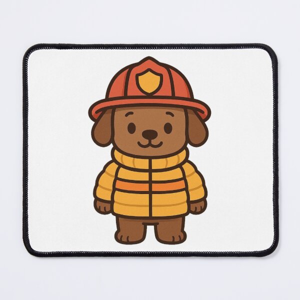 Item preview, Dog Firefighter in Puffy Jacket – Cute Winter Job Animal designed and sold by Confuzz1ed.