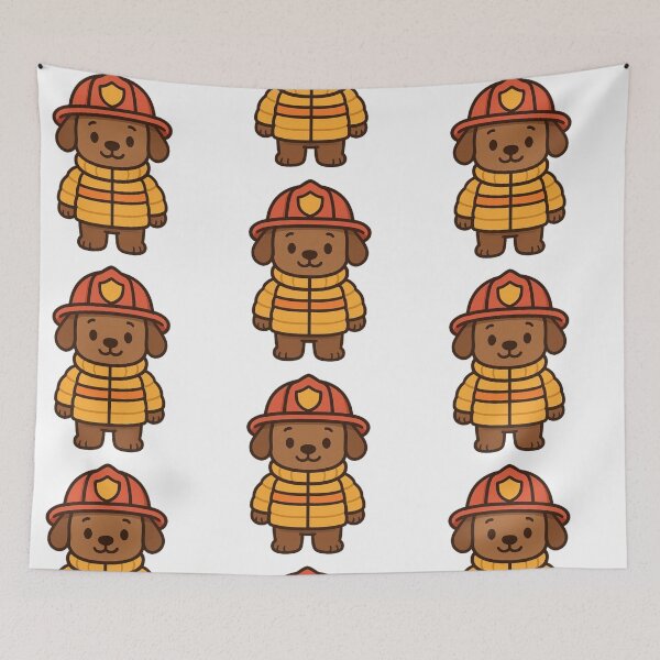 Item preview, Dog Firefighter in Puffy Jacket – Cute Winter Job Animal designed and sold by Confuzz1ed.