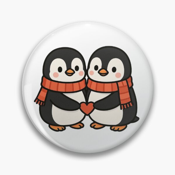 Item preview, Penguin Couple with Shared Heart Charm – Valentine Love Art designed and sold by Confuzz1ed.