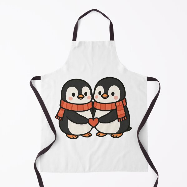 Item preview, Penguin Couple with Shared Heart Charm – Valentine Love Art designed and sold by Confuzz1ed.