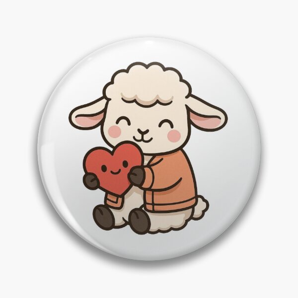 Item preview, Lamb Hugging Plush Heart – Soft Valentine Animal Art designed and sold by Confuzz1ed.