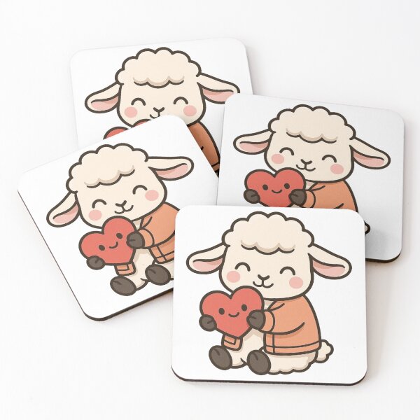 Item preview, Lamb Hugging Plush Heart – Soft Valentine Animal Art designed and sold by Confuzz1ed.