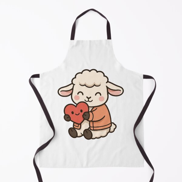 Item preview, Lamb Hugging Plush Heart – Soft Valentine Animal Art designed and sold by Confuzz1ed.