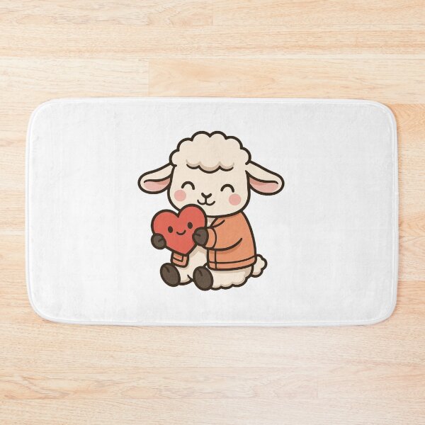 Item preview, Lamb Hugging Plush Heart – Soft Valentine Animal Art designed and sold by Confuzz1ed.