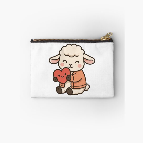 Item preview, Lamb Hugging Plush Heart – Soft Valentine Animal Art designed and sold by Confuzz1ed.