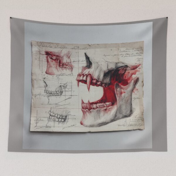 Item preview, Anatomical Study of a Fanged Jaw and Skull designed and sold by Shannon Hilson.