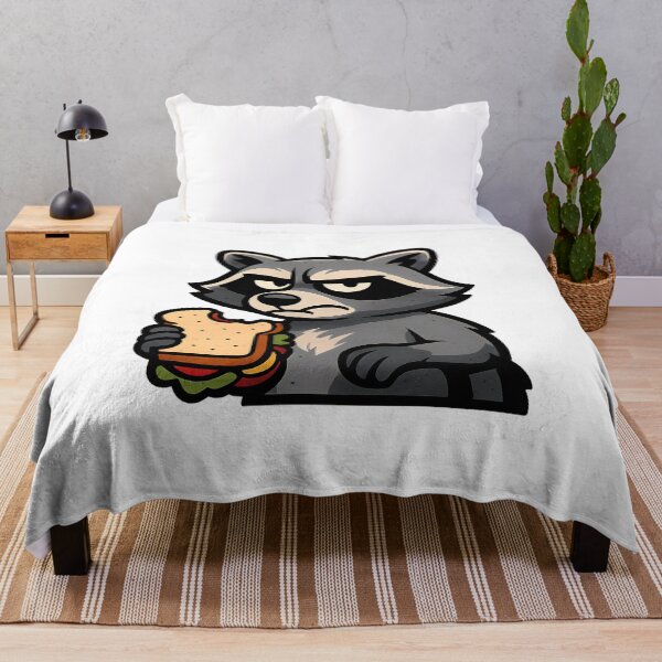 Item preview, Grumpy Raccoon Trash Sandwich Sticker – Funny Bold Cartoon Animal Design designed and sold by The-Library.