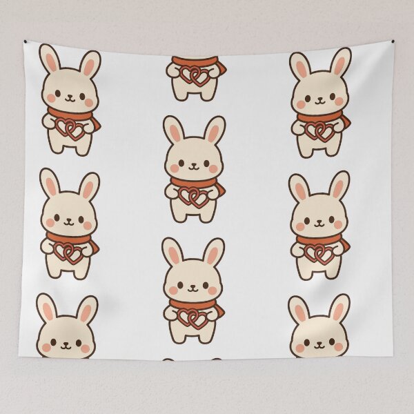 Item preview, Bunny Holding Interlocked Hearts – Cute Valentine Gift Art designed and sold by Confuzz1ed.