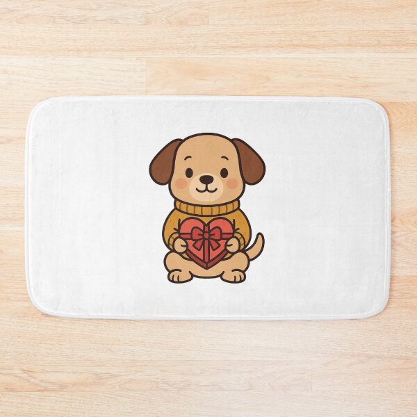 Item preview, Happy Dog Presenting Heart Gift – Cute Valentine Animal designed and sold by Confuzz1ed.