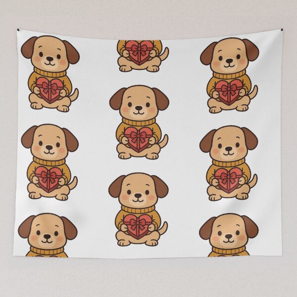 Item preview, Happy Dog Presenting Heart Gift – Cute Valentine Animal designed and sold by Confuzz1ed.