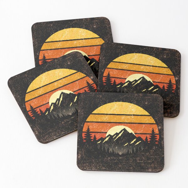 Item preview, Retro 70s Sunset Mountain Sticker – Vintage Silhouette with Pine Trees & Distressed Texture designed and sold by The-Library.