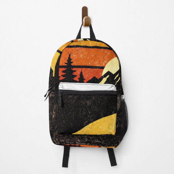 Item preview, Retro 70s Sunset Mountain Sticker – Vintage Silhouette with Pine Trees & Distressed Texture designed and sold by The-Library.
