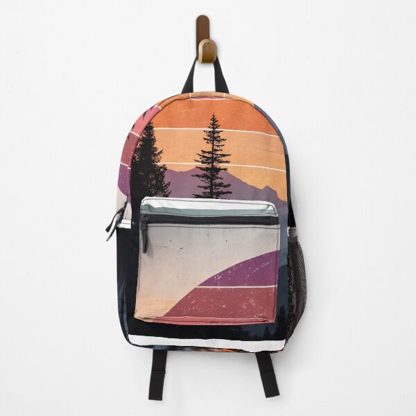 Item preview, Retro 70s Sunset Mountain Sticker – Vintage Silhouette with Pine Trees & Distressed Texture designed and sold by The-Library.