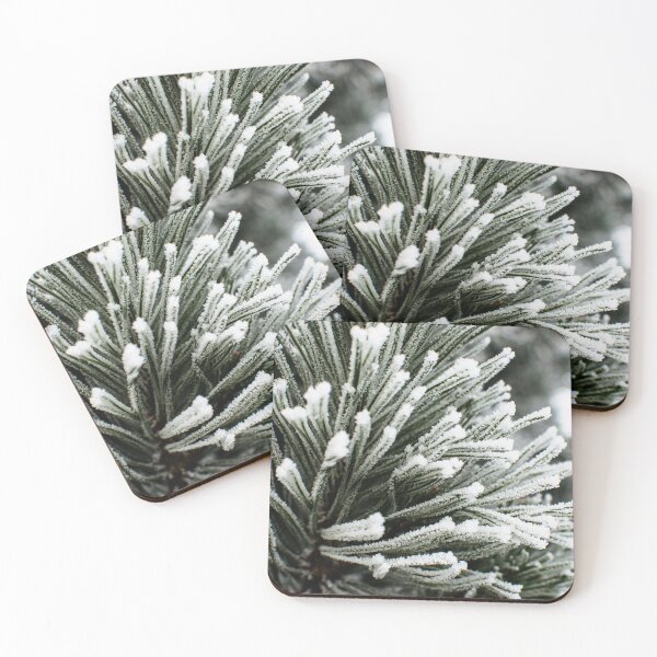 Item preview, Rime frost on an evergreen branch designed and sold by CanadianWild418.