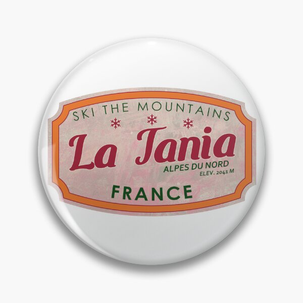 Item preview, La Tania, Alpes du Nord, France, textured skiing badge designed and sold by Wanderful-roads.