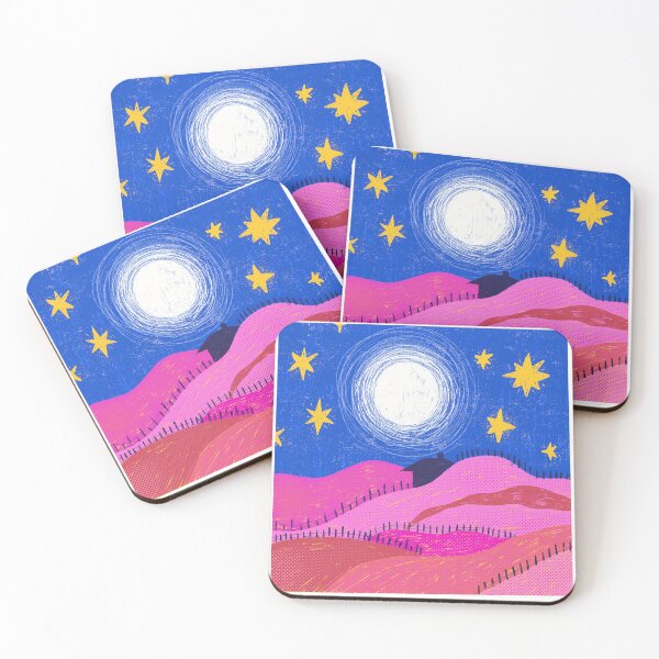 Item preview, Dreamy pink hills under the moon designed and sold by yuruilustra.