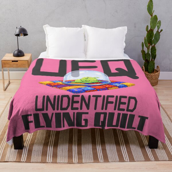 Item preview, UFO unidentified flying quilt quilting quilter cute sci-fi science fiction spaceship designed and sold by BigMRanch.