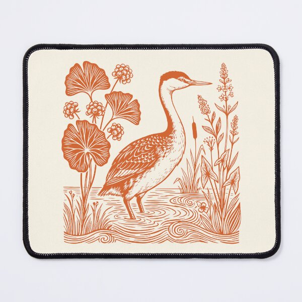 Item preview, Western Grebe Bird Linocut Style Birdwatching designed and sold by Y-Vibes.