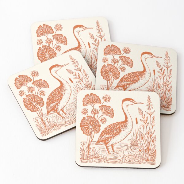 Item preview, Western Grebe Bird Linocut Style Birdwatching designed and sold by Y-Vibes.