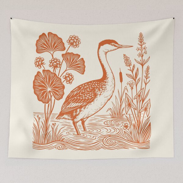 Item preview, Western Grebe Bird Linocut Style Birdwatching designed and sold by Y-Vibes.