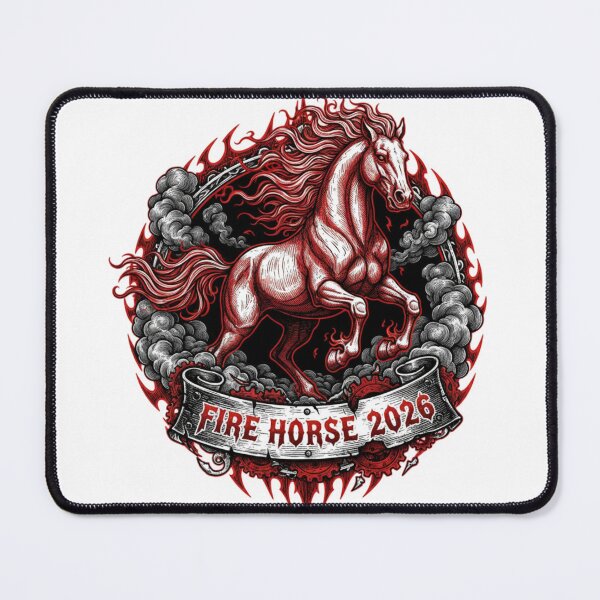 Item preview, Gothic Fire Horse 2026 Retro Tattoo Style - Red & Black Dark Aesthetic Art designed and sold by agnaou2021.