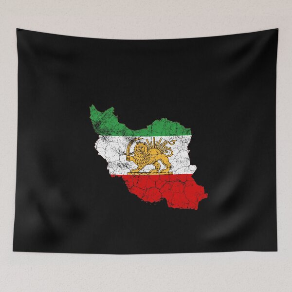 Item preview, Iran Flag Map with Lion and Sun Emblem, Vintage Persian Heritage designed and sold by Flag Outfit.