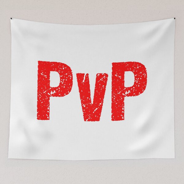 Item preview, PvP, Player vs Player Red Gritty Typography  designed and sold by Memes N Lore .