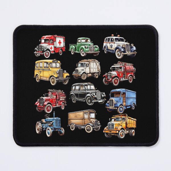 Item preview, Vintage Utility Vehicles Pattern – Retro Trucks, Emergency Cars & Classic Transport Illustration designed and sold by PAPIRO SIGLO XXI.