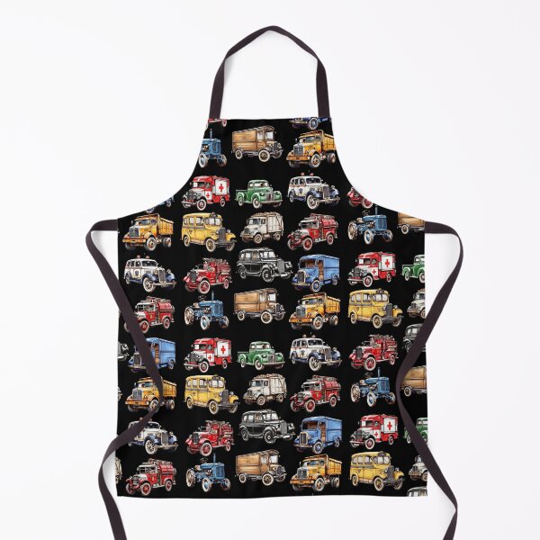Item preview, Vintage Utility Vehicles Pattern – Retro Trucks, Emergency Cars & Classic Transport Illustration designed and sold by PAPIRO SIGLO XXI.