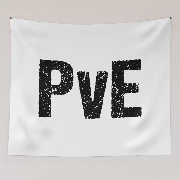 Item preview, PvE, Player vs Environment Gritty Typography  designed and sold by Memes N Lore .
