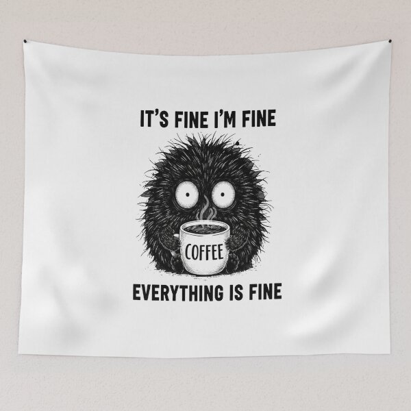 Item preview, It's Fine Coffee Dark Cat designed and sold by FreeArt2.
