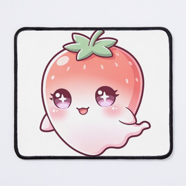 Item preview, Kawaii Strawberry Ghost Sticker – Cute Pastel Spirit with Thick Outline designed and sold by The-Library.