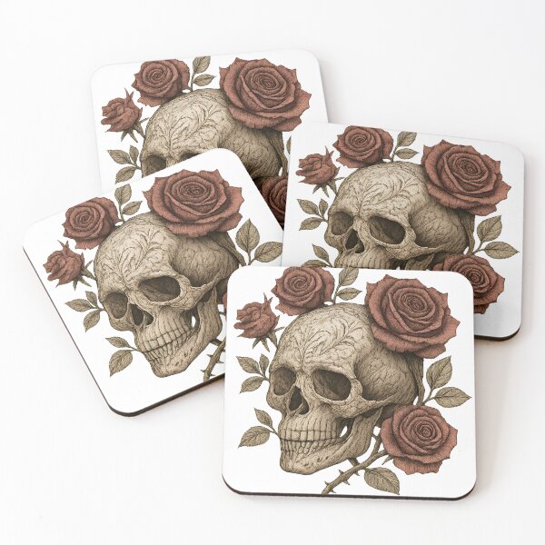 Item preview, Vintage Botanical Skull Art – Engraved Rose Skull with Antique Illustration Style designed and sold by The-Library.