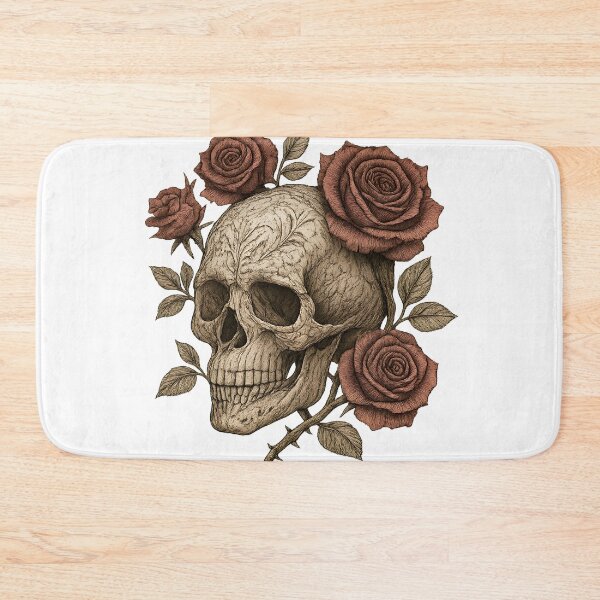 Item preview, Vintage Botanical Skull Art – Engraved Rose Skull with Antique Illustration Style designed and sold by The-Library.