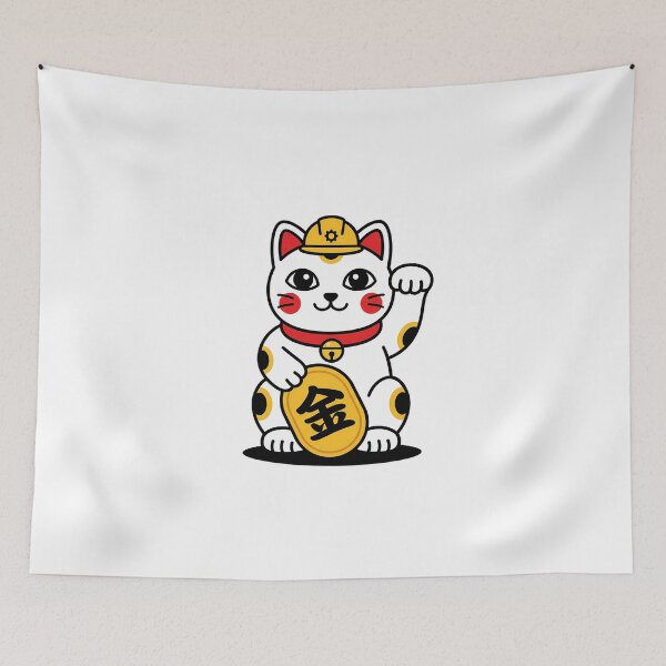 Item preview, Lucky Cat for Engineers Gold Kanji Kawaii Mascot designed and sold by chattsuede.