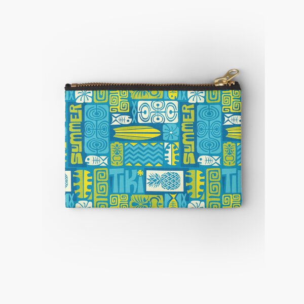 Item preview, Retro Hawaii Tiki Summer Colorful Turquoise Blue Tropical Tapa Print designed and sold by RetroMaggie.