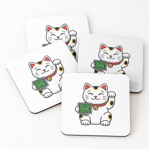 Item preview, Code Binary Maneki Neko Cute Cartoon Graphic for Tech Professionals designed and sold by chattsuede.