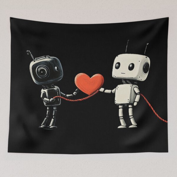 Item preview, love and robots designed and sold by Kat's Design Hub.