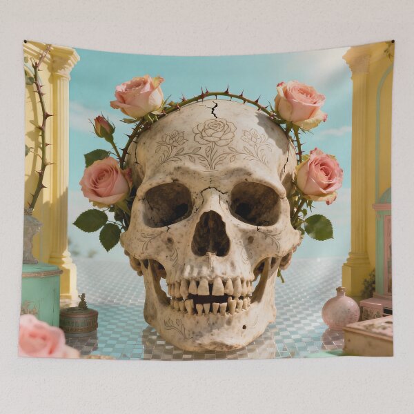 Item preview, Vintage Botanical Skull Art – Engraved Rose Skull with Antique Illustration Style designed and sold by The-Library.
