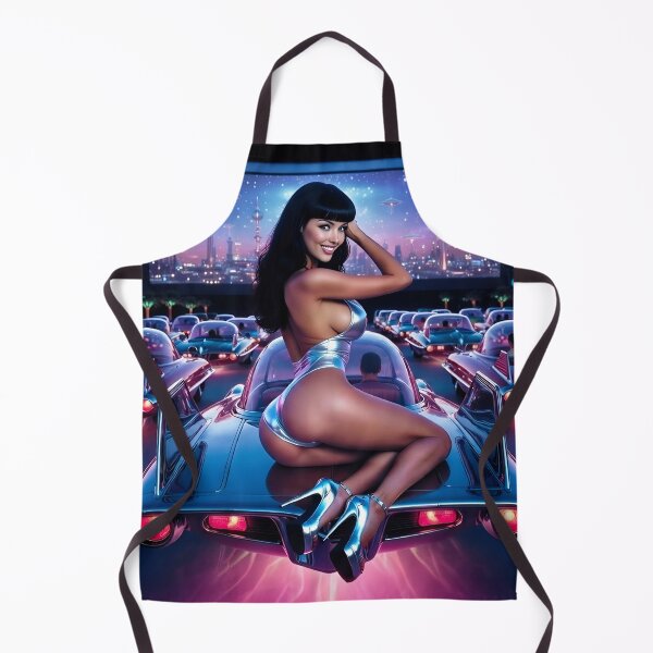 Item preview, Sexy Retro Futuristic Drive-in Series #3: Sexy Black-Haired Pinup girl on Car at Drive-In Movie designed and sold by Nico Simon Princely.