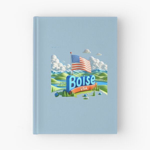 Item preview, Boise USA Cute 3D Landscape Label with American Flag,  designed and sold by PaintMeWorld.