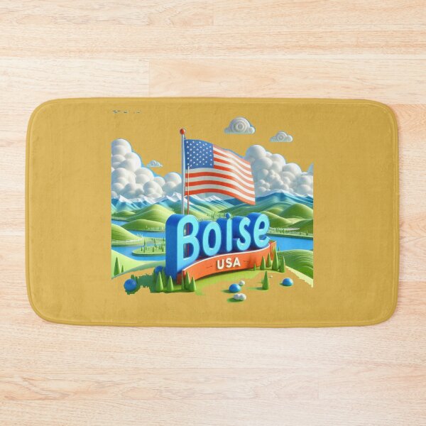 Item preview, Boise USA Cute 3D Landscape Label with American Flag,  designed and sold by PaintMeWorld.