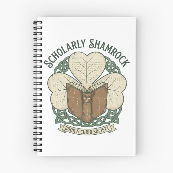 Item preview, Scholarly Shamrock Estd 1847 Book & Curio Society Vintage Illustration designed and sold by chattsuede.