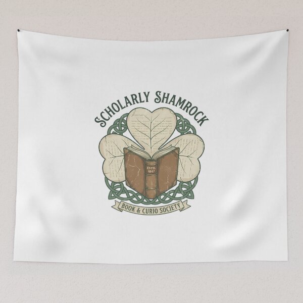Item preview, Scholarly Shamrock Estd 1847 Book & Curio Society Vintage Illustration designed and sold by chattsuede.