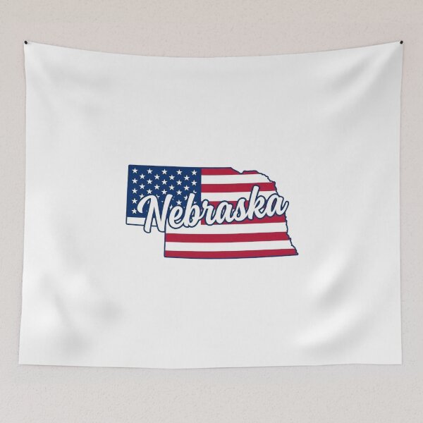 Item preview, Nebraska State American Flag Outline – Patriotic Pride Script designed and sold by Paper Drip.