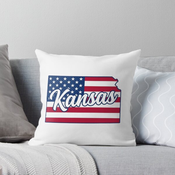 Item preview, Kansas State American Flag Outline – Patriotic Pride Script designed and sold by Paper Drip.