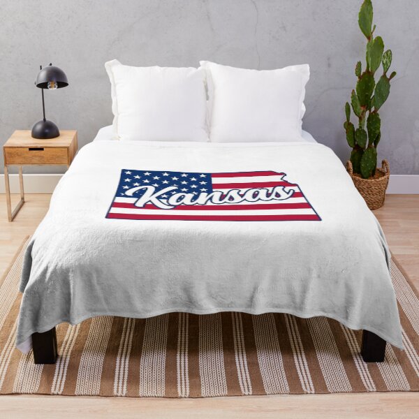 Item preview, Kansas State American Flag Outline – Patriotic Pride Script designed and sold by Paper Drip.