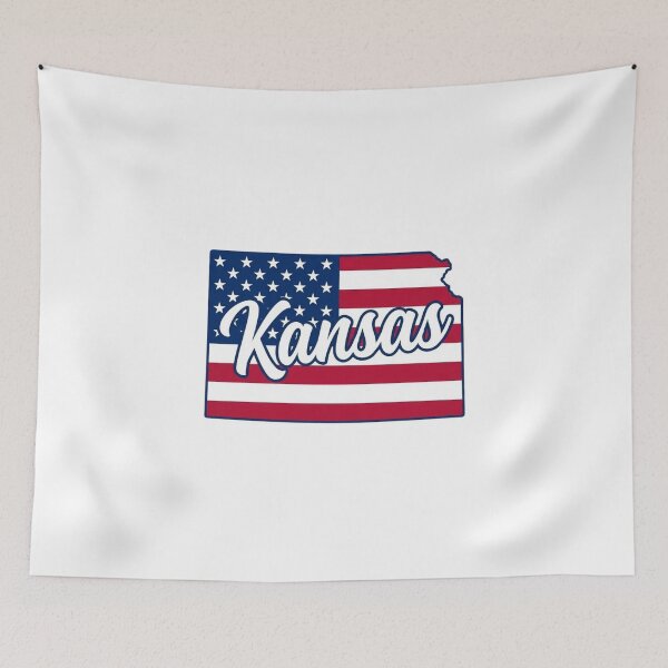 Item preview, Kansas State American Flag Outline – Patriotic Pride Script designed and sold by Paper Drip.